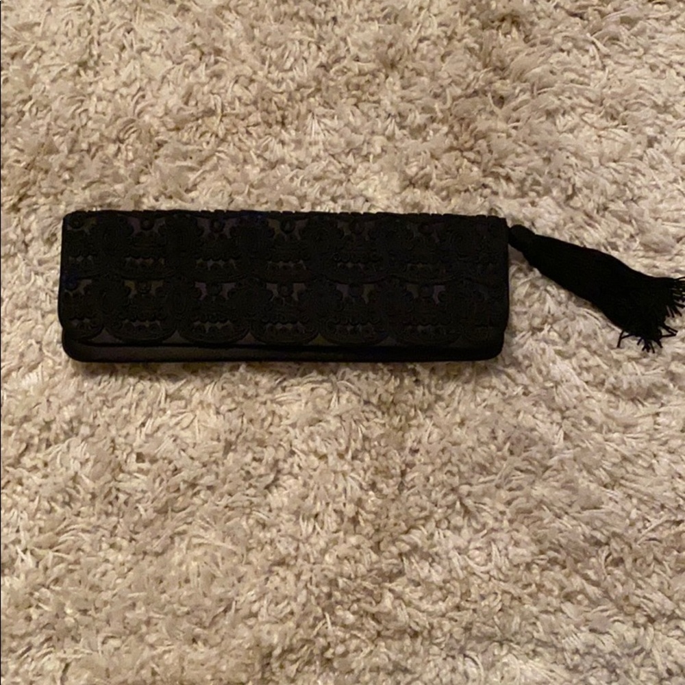 Talbots Black Satin Clutch Evening Bag / Purse